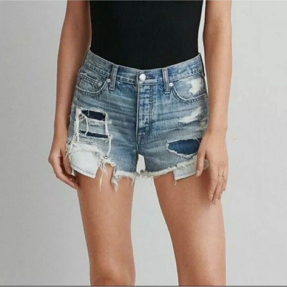 American Eagle Vintage Hi Rise Festival Shorts Destroyed Button Fly